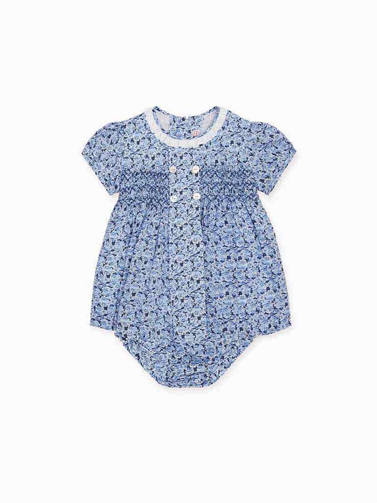 spring matching outfits for twins, blue floral romper
